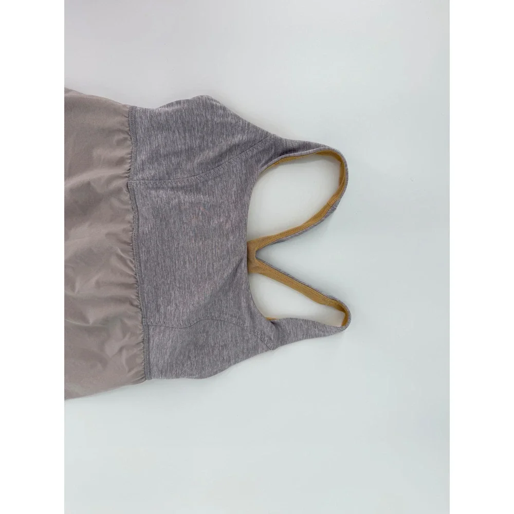 Lululemon Grey Taupe Racerback Tank Top with Built-in Shelf Bra Size 4